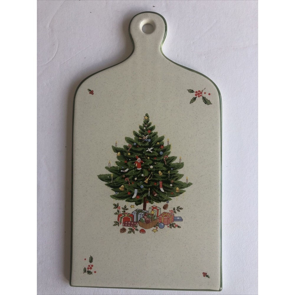 Christmas Tree Ceramic Trivet Cutting Board Vintage Hanging Decor 6 x 12" Japan